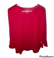 Van Heusen Brand Red Keyhole Front Blouse with Bell Sleeves