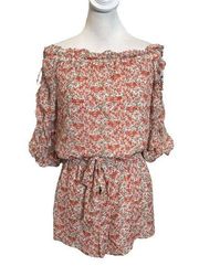 The Kooples Sunrise Silk Playsuit Floral Off The Shoulder Romper Womens Size 2