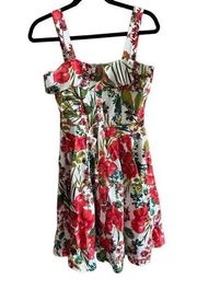 Danny & Nicole Ivory Multi Tropical Floral Dress Sz 6