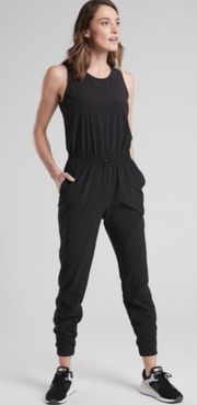 ATHLETA Hillside Black Sleeveless Zip Back Jumpsuit