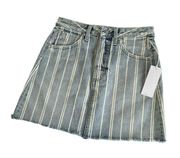 Revolve Boyish Corey Striped Raw Hemline Casual Cotton Denim Mini Skirt Size 25