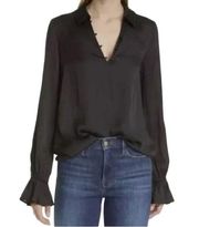 PAIGE Resa Satin Black Blouse size Medium