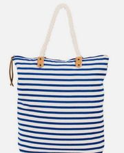 Summer & Rose Brittany Stripe Tote Bag Purse Nautical Rope Handles Canvas Bag