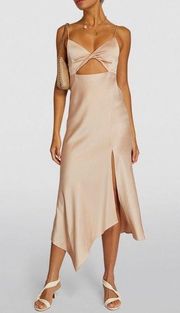 Alice + Olivia Harmony Asymmetric Twist Midi Dress