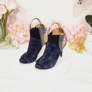 Nine West Navy Suede Open Toe Heels Size 7