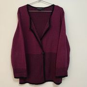 Pendleton Black & Purple One Button Oversized Cardigan - Size 1X