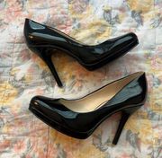 Kristal black patent leather pump heels