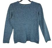 Columbia Blue Terry Cloth Long Sleeve Crew Neck Tight Knit Pullover Sweater Sz M