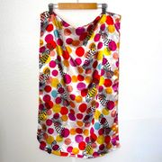 Silky satin vibrant pink orange white dot print scarf