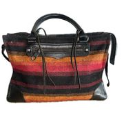 Rebecca Minkoff Regan Satchel Wool Leather Stripe Southwest EUC