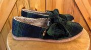 Toms  slip ons 7.5 green blue loafers sandals shoes bow