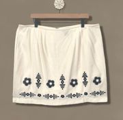 Lane Bryant Ivory Embroidered Light Flannel Mini Skirt Venezia SZ 20