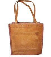 Wilsons Leather Aztec embossed natural tote tan mauve