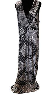 Elementz Woman Plus Size Black White Hippie Eclectic Southwestern Mandala Dress