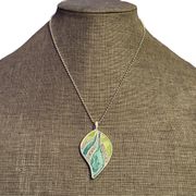 Colorful Enamel Leaf Pendant Necklace