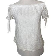 Society Girl white lace top off the shoulders sm