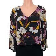 Minkpink Lost In Paradise Black Floral Printed Blouse Size SMALL