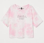 Ariana Grande H&M Divided Thank U Next Pink Tie Dye Cropped Tee Top Size Large