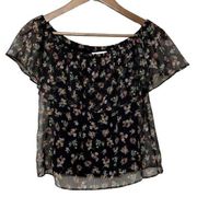 Bailey 44 Off Shoulder Black Floral Blouse XS