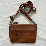 Classic Everyday Vegan Leather Crossbody Purse - Cognac Brown