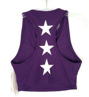 AQUA Sports Bra Women's Small Purple Stars Down Back Racerback Padded Lined