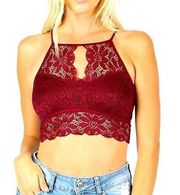 Zenana Outfitters Burgundy Halter Bralette Sz S