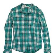 Riders By Lee Plaid Button Down Shirt Size XL blue white green spring tartan