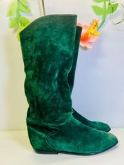 Vintage 80s  Green Suede Boots 8.5 Made In Yugoslavia