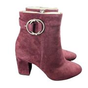 CALVIN KLEIN Women's Cedrica Kid Suede Oxblood Ankle Boots Bootie Size 8.5