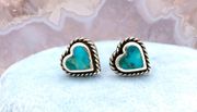 Dainty Turquoise Heart Earrings 