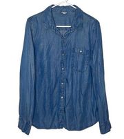 Merona xxL Blue Chambray Denim Collared Button Up Down