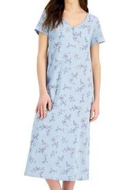 Charter Club Essentials Printed Midi Nightgown in Blue Floral Size Small NWT
