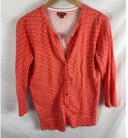 Merona Coral Pattern Button Up Cardigan M