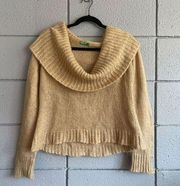 Women’s United Colors of Benetton Cowl Turtle Neck Sweater in Mustard / Tan