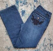 Liz Claiborne embroidered flap slim bootcut jeans size 4p