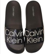 nwt size 7 black white slide sandals