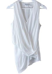 Helmut Lang White Sleeveless Asymmetrical Drape Top Size M