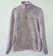 Thread & Supply Pink Heathered Quarter Zip Pullover Sweater 