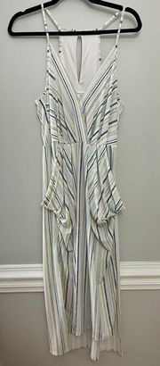 BCBGeneration Midi Striped Faux Wrap Dress with Pockets Medium