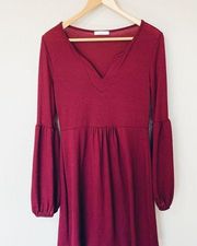 Reborn J Maroon Long Sleeve Dress - Size Medium