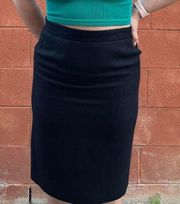 Black Wool Midi Skirt