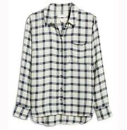 Treasure & Bond plaid boyfriend shirt ivory navy jade green check NWT XL