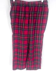 Land's End Print Flannel Pajama Pants Rich Red Multi Tartan Medium Petite NWT