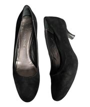 AQUATALIA Suede Pumps Black Nappa Round Toes Italy Heels Weatherproof Shoes 9 B