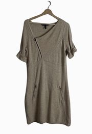 BCBG MaxAzria Knit Sweater Dress Mini Short Sleeve Asymmetrical Size L