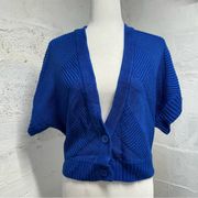 Worthington knit cardigan two button detail Santorini Blue cropped length