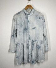 Lovestitch Small S Tie Dye Babydoll Mini Tunic Dress Pale Blue