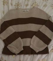 brown and crème striped sweater