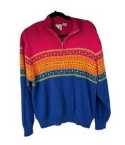 Vintage Hasting & Smith Bright Multicolor 1/4 Zip Pullover Sweater Sz XL