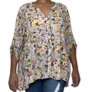 Marina Luna Floral high low flowing Blouse size 2XL